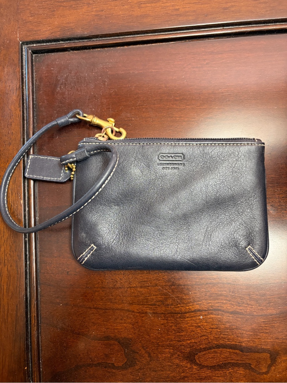 Coach Leather Wristlet with Gold Hardware